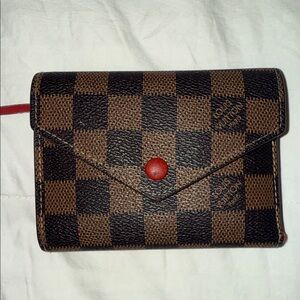 Louis Vuitton Brown and Black Checkered Wallet - Red interior